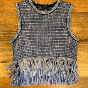 Club Monaco cropped fringe top